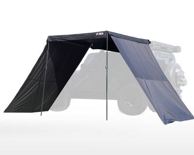 Seitenwände für Shade PRO, montiert an einem Fahrzeug, bieten zusätzlichen Schutz und Schatten. Ideal für Camping und Outdoor-Aktivitäten.