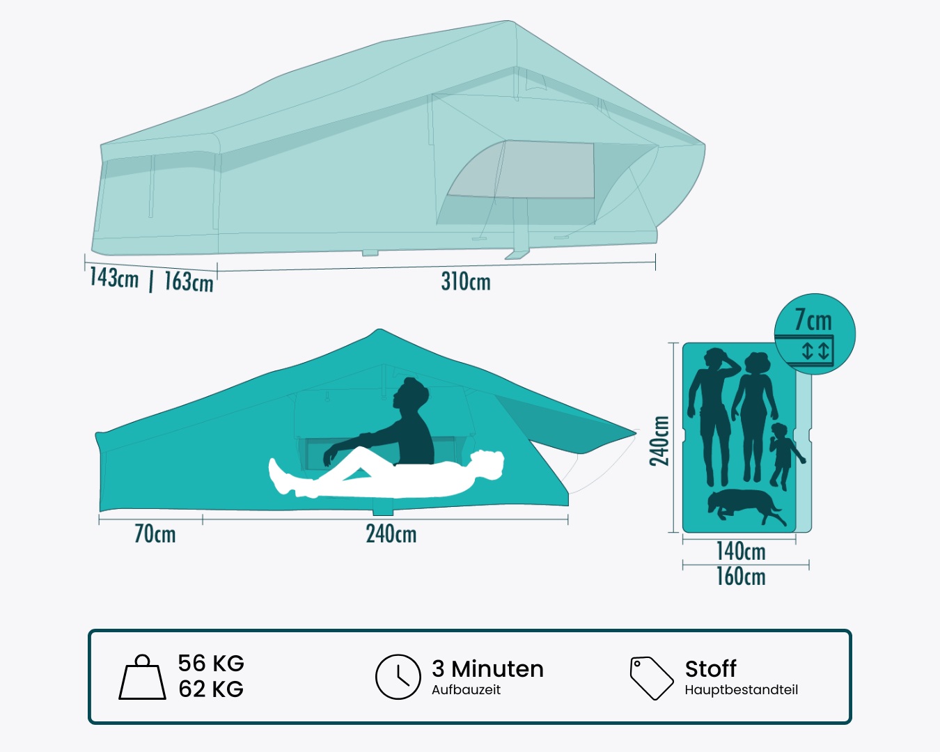 Arcta roof tent Viator Pro Interior view