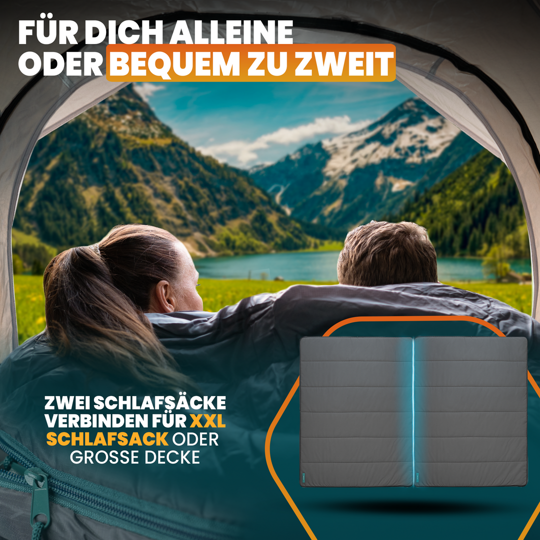 Schlafsack mit 3-Funktionen - Perfekt fr Paare - Camping