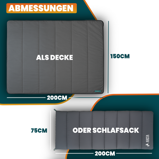 arctic sun schlafsack Schlafsack mit 3-Funktionen - Perfekt für Paare